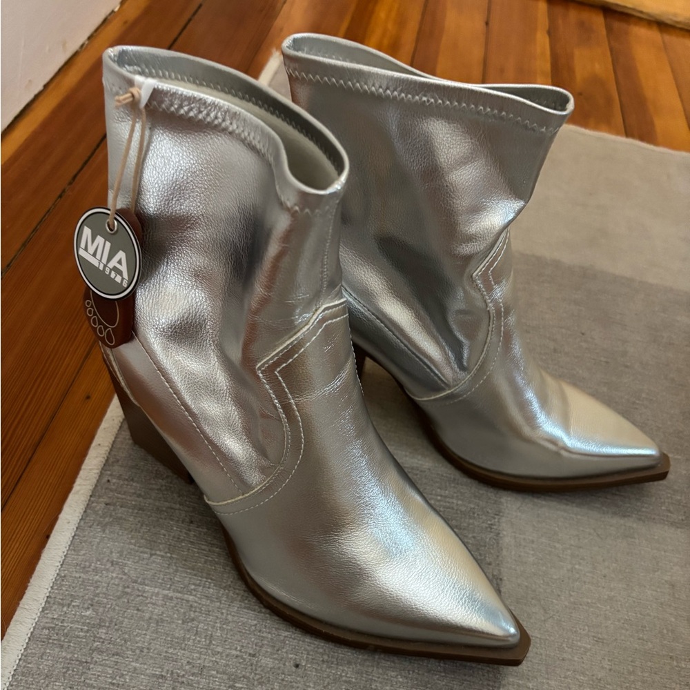 MIA Silver Metallic Ankle Boots